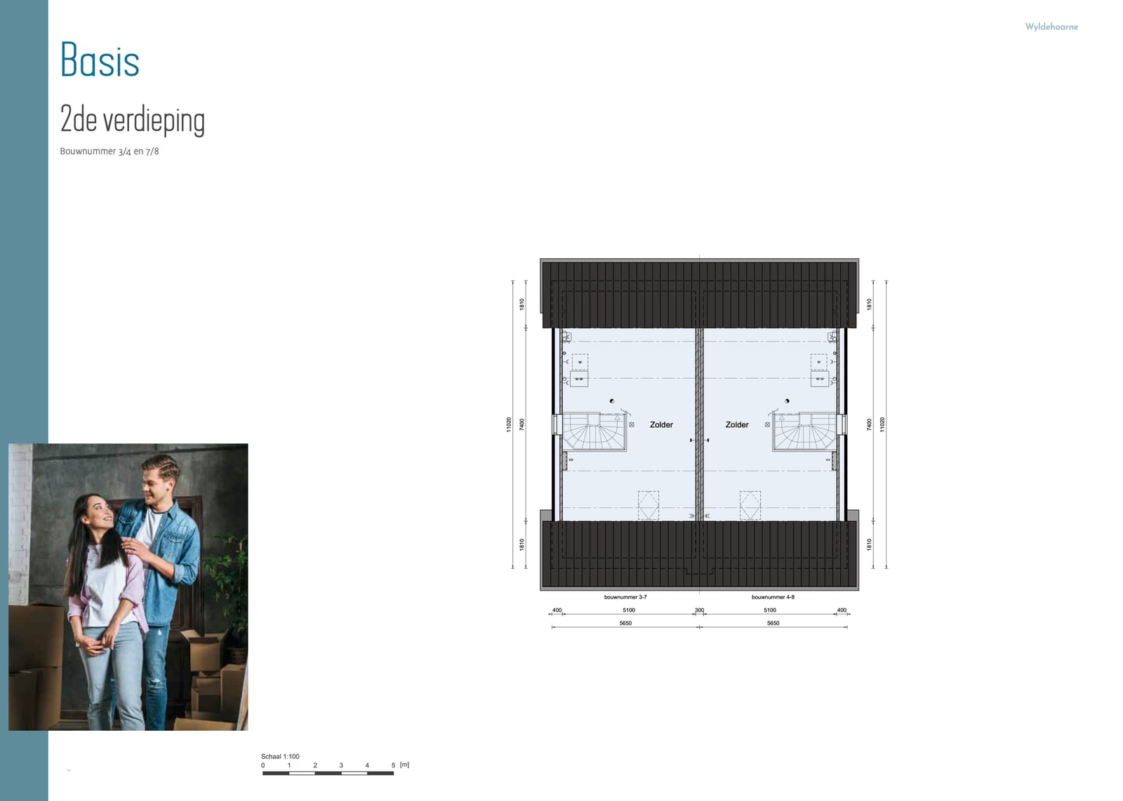 Plattegrond tweede verdieping (zolder) type B